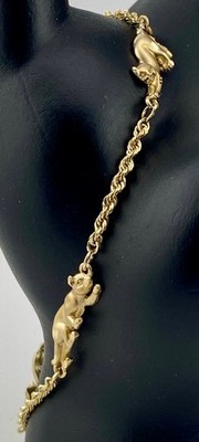 Michael Anthony 14K Gold Panther Station Bracelet UNWORN Vintage
