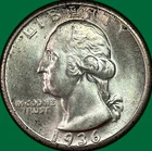 1936-S Washington Quarter Silver Brilliant Uncirculated BU Coin #40530