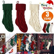 18inch Christmas Stockings, Large Cable Knitted Xmas Stocking for Fireplace Tree