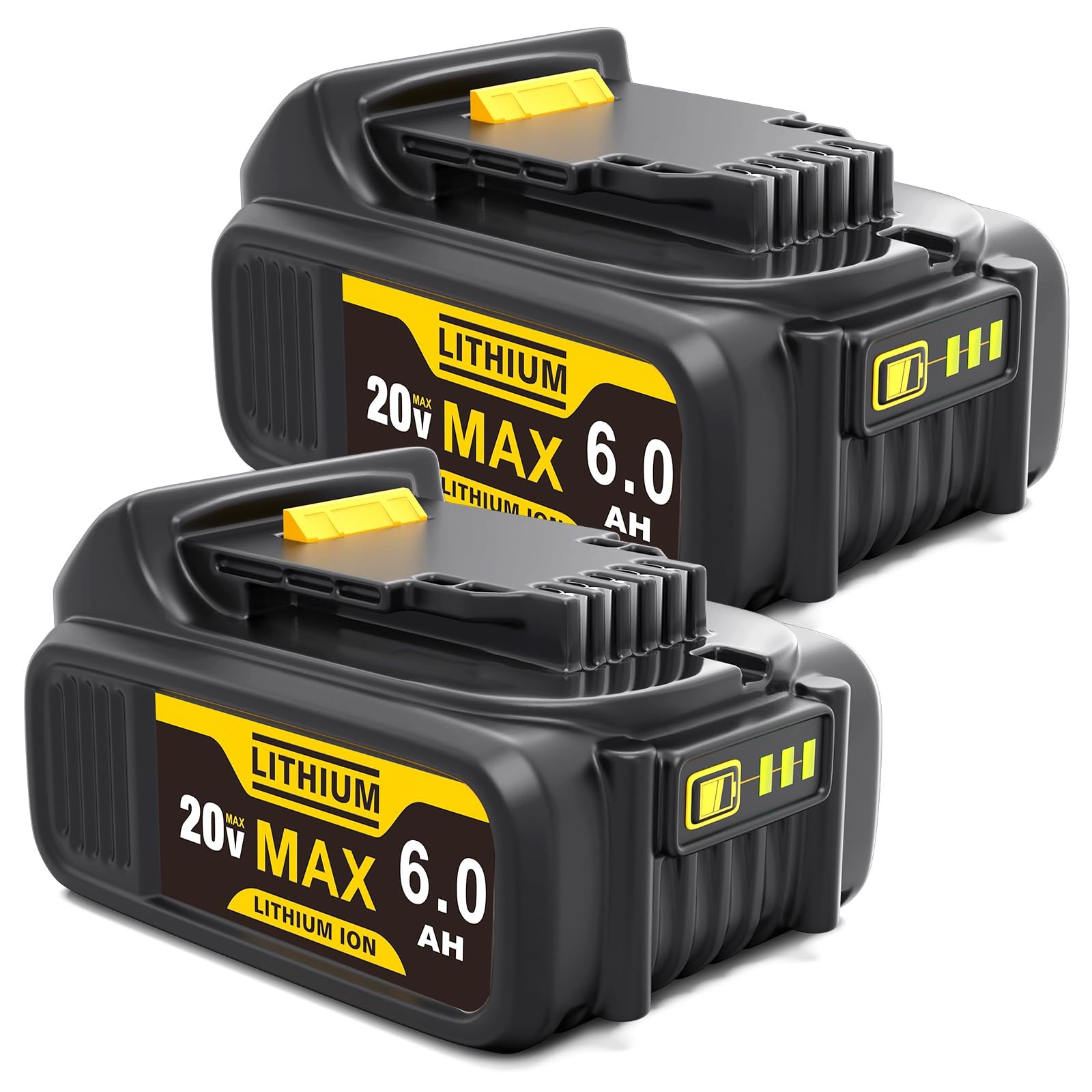 20V 6Ah Lithium-ion Battery Replacement for Dewalt Tools - 2 Pack