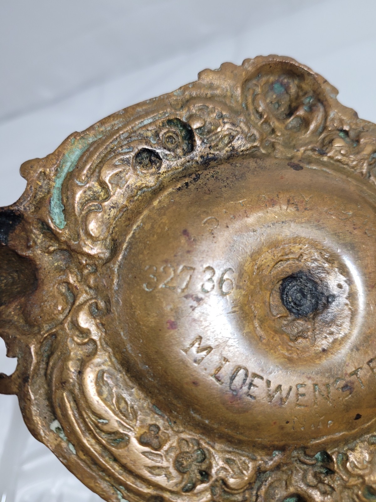 Rare 1900 M. Loewenstein Brass Cherub Ashtray