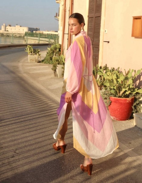 TIGERLILY Kaleho Maxi Shirt Dress - Size 8 - Long Sleeve Popsicle Stripe Flowy