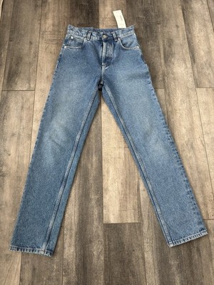 LOE WE Jeans Womens 29 Blue Denim Anagram Pocket High Rise Straight Leg Outdoor