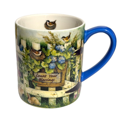 LANG 2016 GARDEN GATE Colorful Large Coffee Cup by Susan Winget Birds Blessings