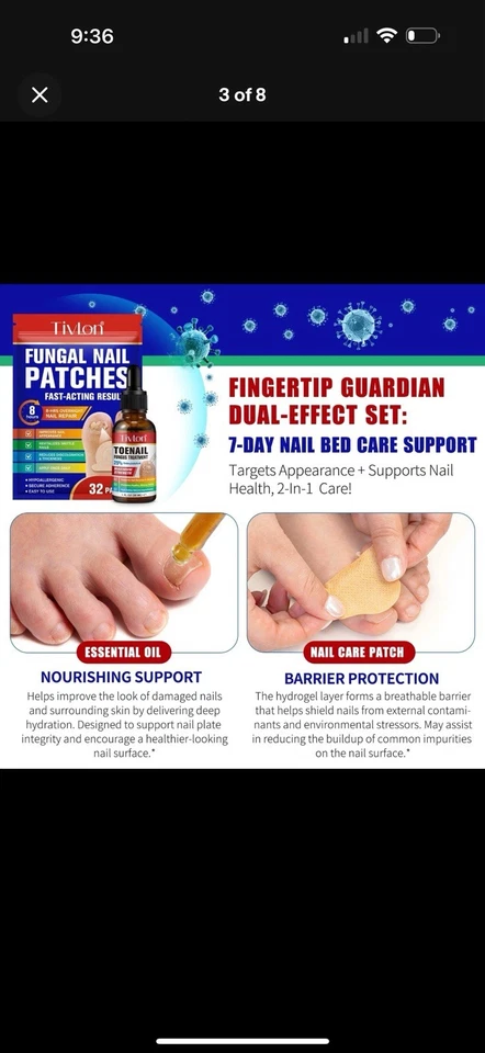 Parches de reparación de hongos en las uñas de los pies 21 piezas - Juego de tratamiento de hongos en las uñas de los pies durante la noche Foto 3 de 4