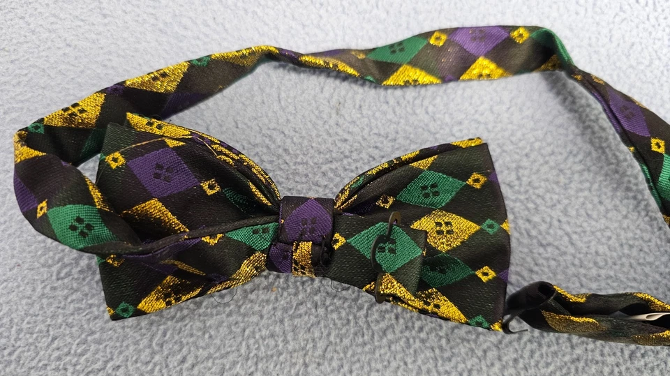 Juego de pajarita y faja de Mardi Gras multicolor para hombre - Hecho a mano Foto 3 de 4