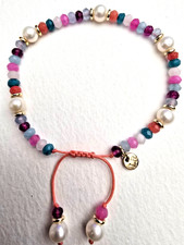 LOLA ROSE DAINTY MULTI COLOUR QUARTZ & CULTURED PEARL GEMSTONE BRACELET - NWOT