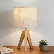 Tripod Table Lamp, Small Bedside Night Stand Lamp with 3 Colors, Decorative Lamp
