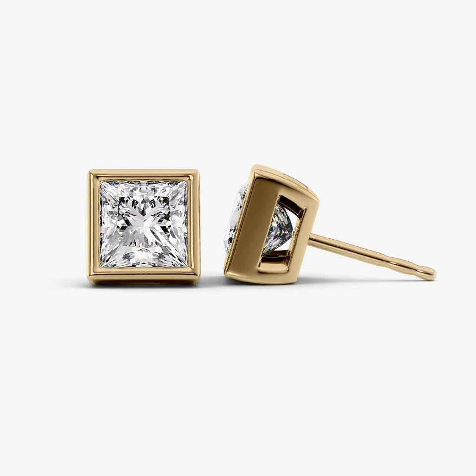 Diamond Women Earring Lab Grown 2.00 Ct IGI 18k Yellow Gold Certified Princess - Image 2 of 4