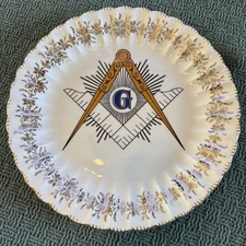 MASONIC FREEMASON  Logo 10" Plate Vintage Sanders Mfg. Co Nashville TN 23k Gold