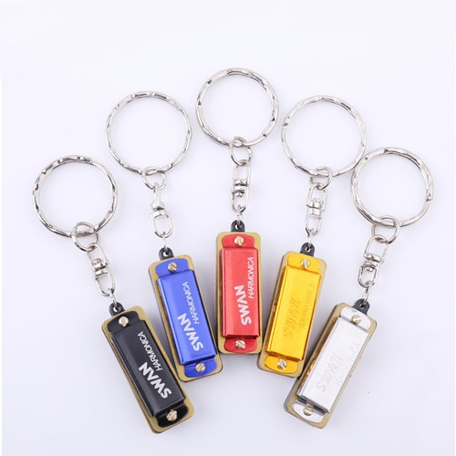 SWAN Keychain Harmonica 4 Holes 8 Tones of C Small Harmonica Decoration Mini - Picture 6 of 8