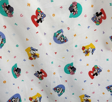 Vintage NWOT Disney Babies Mickey Fitted Crib Sheet White Bright Color Character