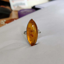 Baltic Amber Gemstone Ring 925 Sterling Silver Marquise Amber Ring Handmade Ring