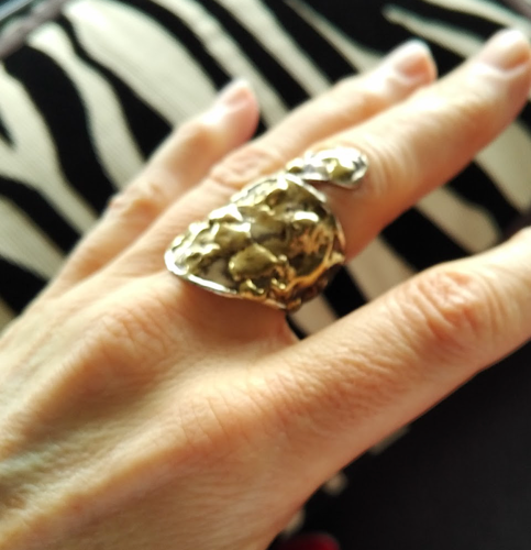 Anndra Neen mixed metals ring handmade gold- & silver-tone 5 6 7 8 avant garde