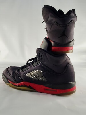 Air Jordan 5 ブラック/レッド Nike Air Jordan 5 V Retro Satin Bred Black Red Size 7Y | eBay