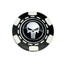 Punisher Skull Marvel Dia-magnetic Clay Poker Chip - Golf Ball Marker Card Guard