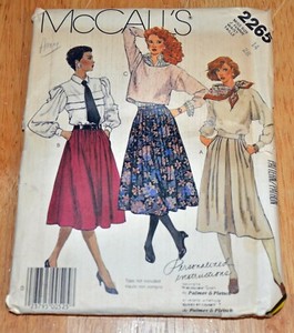 Vintage McCall's Sewing PatternMisses' #2265 Skirts Size 14 Waist 28 UNCUT 1985