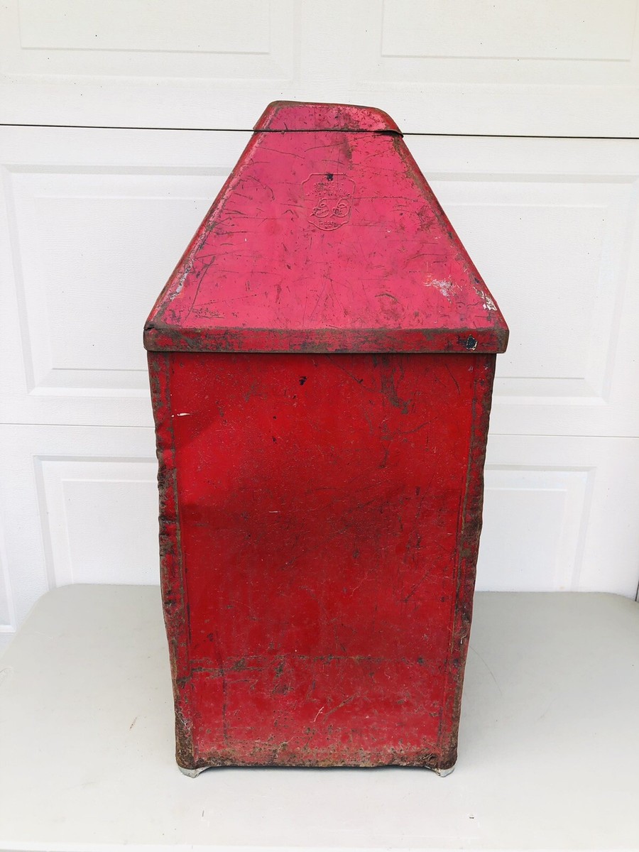 Vintage Coca-Cola Metal Trash Garbage Can Bennett Mfg. Co. Alden