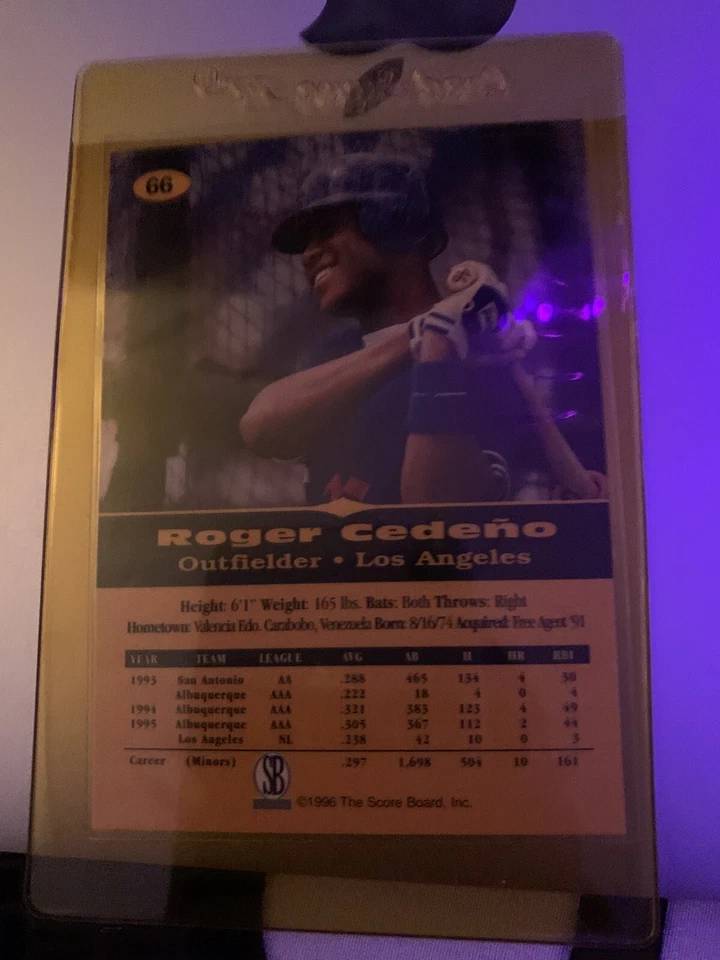 Roger Cedeno PPF GOLD Vintage Baseball Card Allsport - Image 2 of 2
