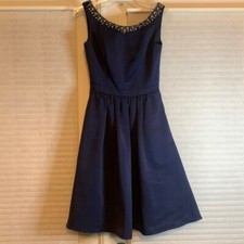 Davids Bridal Navy Blue Beaded Neckline Fit Flare Party Dress Size 2