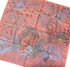  Rank A HERMES Carre 90 LE JARDIN DES PEINTRES Double Face Silk Scarf Japan
