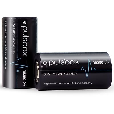 pulsbox IMR 18350 Li-Ion Akku 3,7V | Flat Top | 1200mAh | 10A High Drain