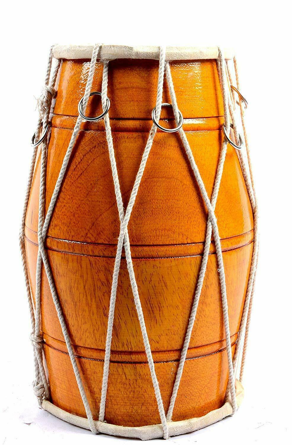 Dholak Mango Wood Indyjski ludowy tradycyjny instrument muzyczny z pokrywą Klasyczne, świetne oferty