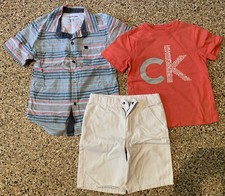 3 Piece Set Shorts Shirt t-shirt Boy Calvin Klein jeans size 6 white Orange Blue