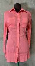 Charlie Paige Long Sleeve Button Down Tunic Top Blouse Hot Pink Sz S NWT Cotton
