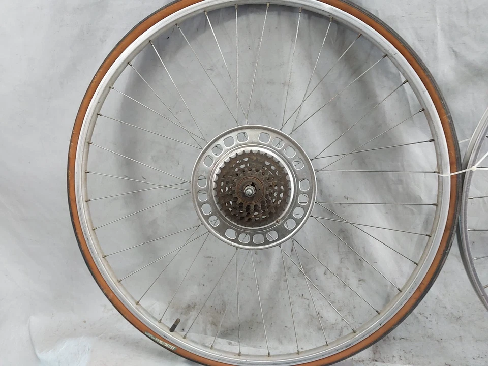 Araya High Flange 27" Road Bike Wheel Set 6S Freewheel Silver 126/100 Ships USA - Image 3 of 4