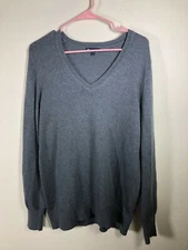 GAP Women's Luxe Angora Blend Dark Gray V-Neck Pullover Sweater Sz L Soft!!