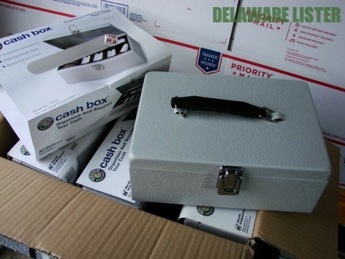 Textured Gray Metal Lockable Cash/Change Box 2 Keys 7-Compartment Removable Tray - Bild 2 von 8