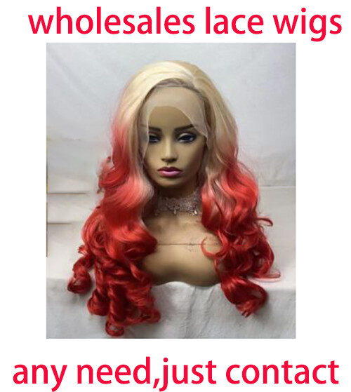 Blonde to Wine Red Ombre Lace Front Wig Long Wave Wigs 