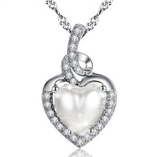 Heart Birthstone Necklace Sterling Silver Pendant Gifts 18" With Cubic Zirconia