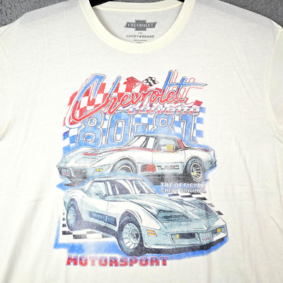 Lucky Brand CORVETTE SHIRT Men 2XL XXL WHITE CHEVY VETTE STINGRAY RACING NWT