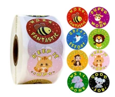 40 KIDS REWARD STICKER ENVELOPE SEALS LABELS STICKERS 1" ROUND FAST SHIPPING