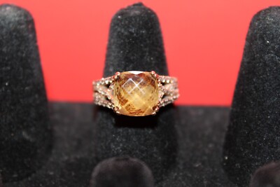 LeVIAN SMOKEY QUARTZ AND DIAMOND 14K ROSE GOLD SIZE 7 LADIES RING