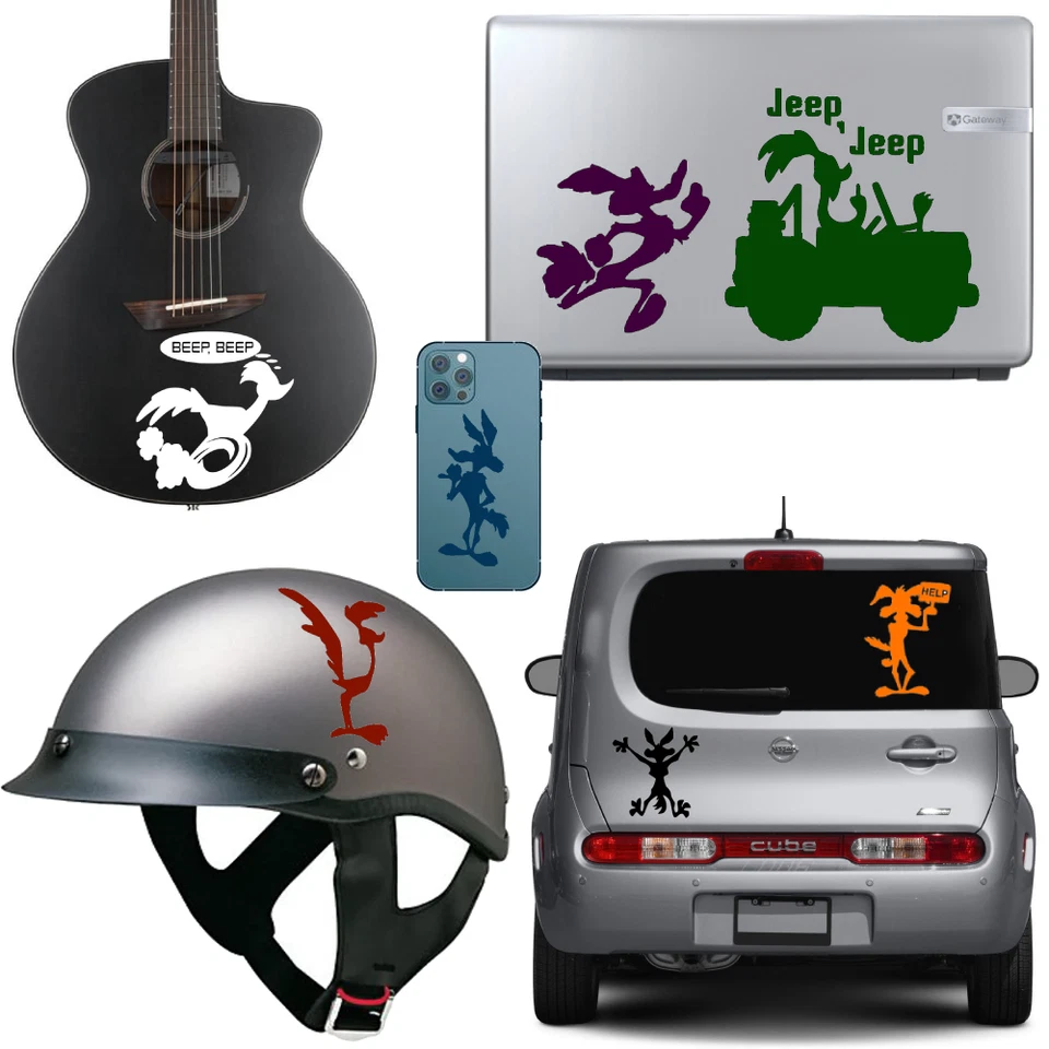 Calcomanía de vinilo Wile E Coyote pegatina ventana de coche corredor de carretera Splat Wiley RoadRunner Foto 3 de 4