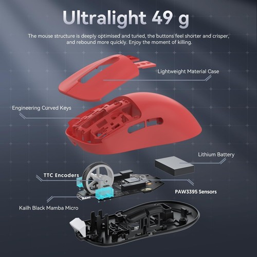 ATTACK SHARK X3 49g SUPERLIGHT Gaming Mouse PixArt PAW3395 BT/2.4 Wireless/Wired - Picture 57 of 70