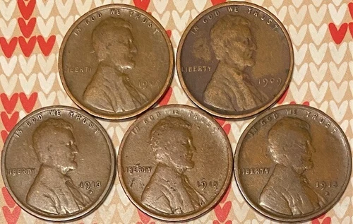 1909-P 1909-VDB   1913-D 1915-P&D  VG-VF  LINCOLN CENTS  FAST SECURE SHIPPING!