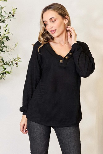 Zenana Buttoned Long Sleeve Blouse - 第 1/8 張圖片