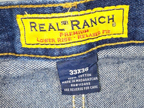 REAL RANCH MENS SIZE 33 X 36 LOW RISE RELAX FIT DENIM PANTS DARK WASH JEANS PANT - Picture 2 of 10