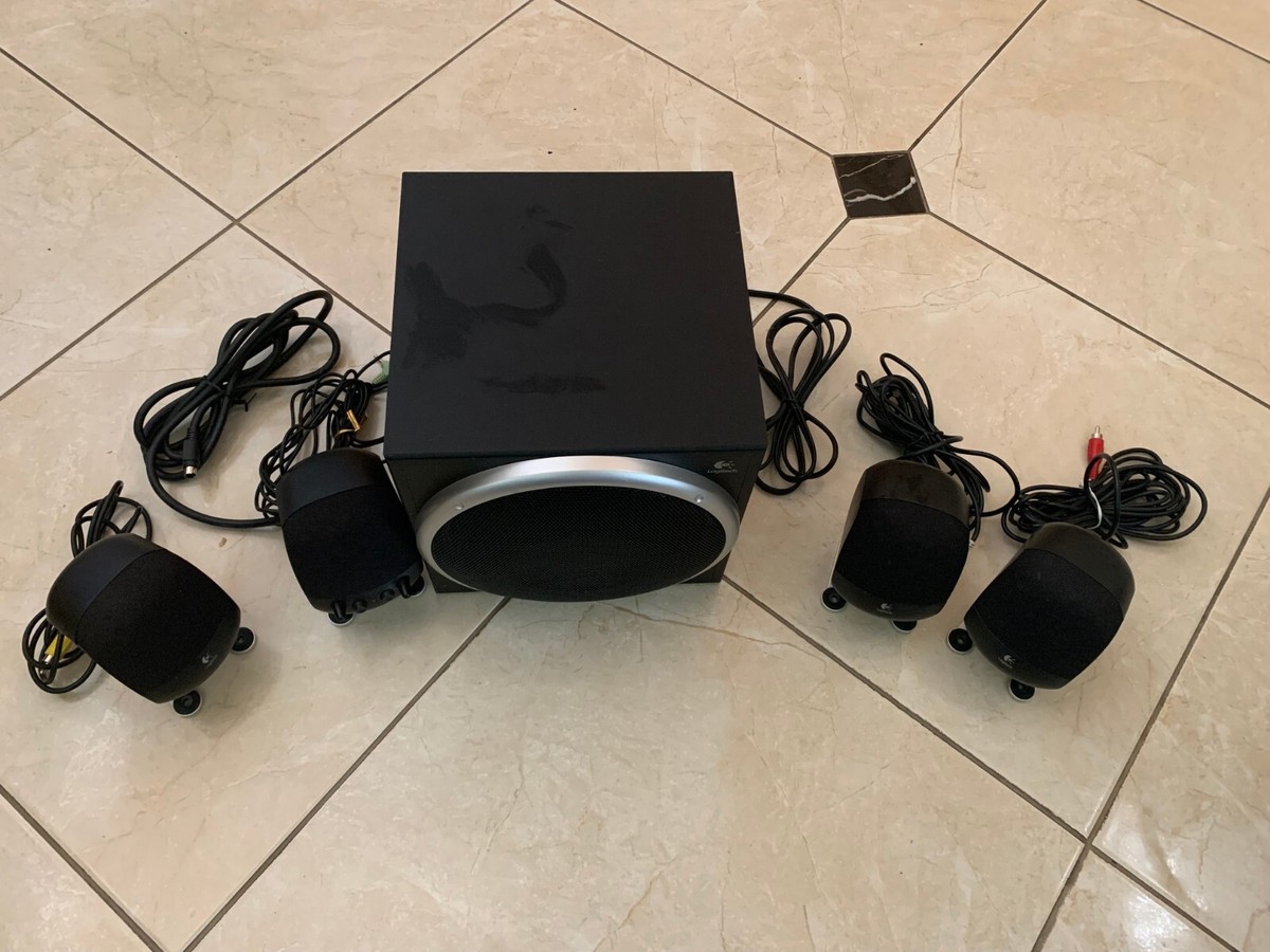 5 Piece Logitech Z-540 Computer Speakers Subwoofer Surround Sound