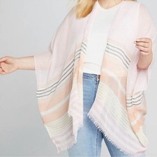 Lane Bryant Sparkling Stripe Kimono Overpiece Women  s One Size Blush Pink NEW