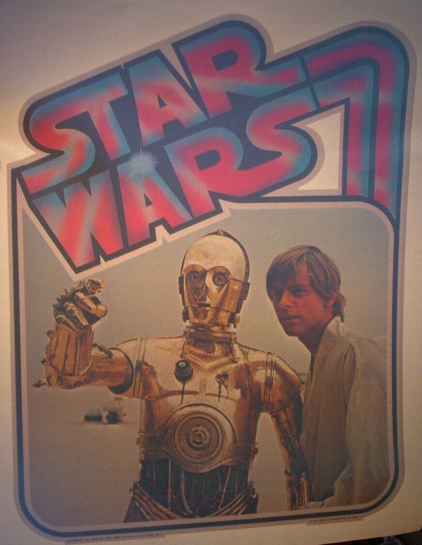 STAR WARS VINTAGE 1977 LUKE SKYWALKER C-3PO SCI FICTION IRON ON