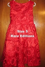 RARE EDITIONS Size 5 SLEEVELESS DRESS red w/ tie-back  sequins perfect 