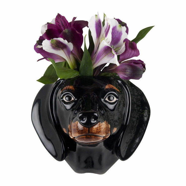 Quail Ceramics  Wall Flower Vase Dachshund