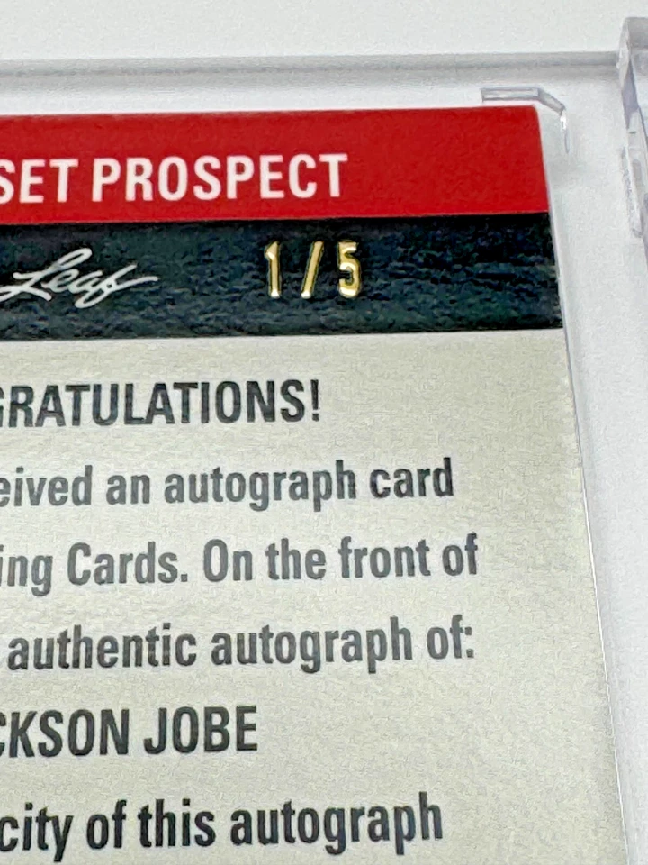 Jackson Jobe Leaf Pro Set Prospect Auto 1/5 – FOTL Emerald Wave SP Rookie 💎 - Image 2 of 3