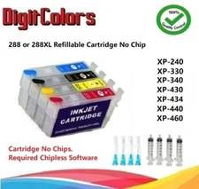 288 288XL Refillable Cartridge No Chip fits for XP-240 XP-330 XP-340 XP-430