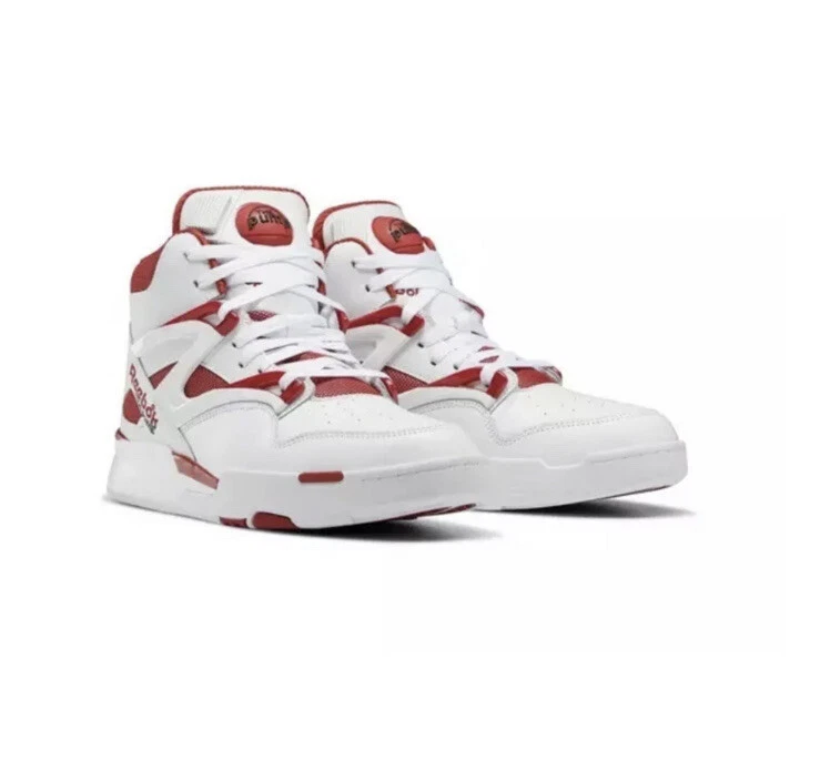 White and red reebok on sale pumps